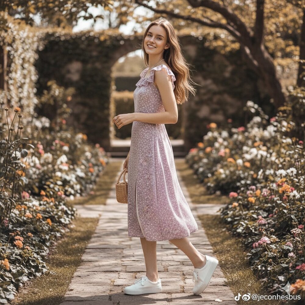 J.ING Lavender Floral Print Midi Dress